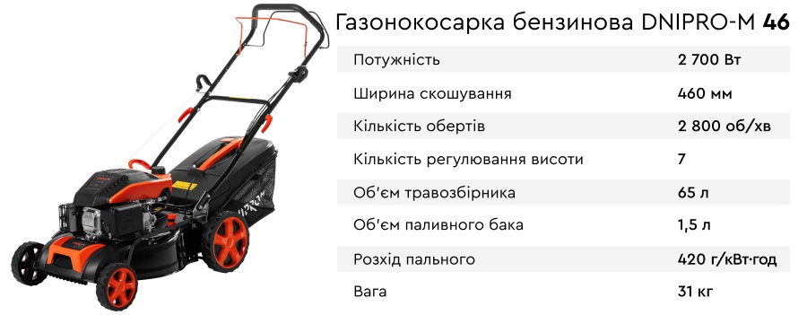 Газонокосарка бензинова Dnipro-M 46
